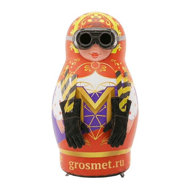Гросметрёшка — маскот медиа Гросмет: матрёшка в сварочных очках и крагах